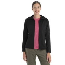 Icebreaker Veste Polaire à Capuche Femme - 560 Realfleece™ Elemental II - Noir -Icebreaker icebreaker womens 560 realfleece elemental ii long sleeve zip hood black 2 1555466