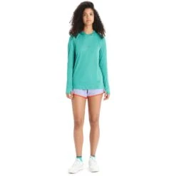 Icebreaker Haut à Capuche Manches Longues Femme - Cool-Lite™ - Fresh -Icebreaker icebreaker womens cool lite long sleeve hoodie fresh 5 1381074