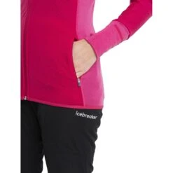 Icebreaker Veste Polaire à Capuche Femme - Descender - Electron Pink/Tempo 14 Icebreaker Veste Polaire à Capuche Femme - Descender - Electron Pink/Tempo -Icebreaker icebreaker womens descender zip hood long sleeve midlayer electron pink tempo model 4 1498662