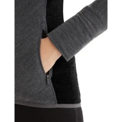 Icebreaker Veste Polaire à Capuche Femme - Descender - Jet HTHR/Black 6 Icebreaker Veste Polaire à Capuche Femme - Descender - Jet HTHR/Black -Icebreaker icebreaker womens descender zip hood long sleeve midlayer jet hthr black 3 1546301