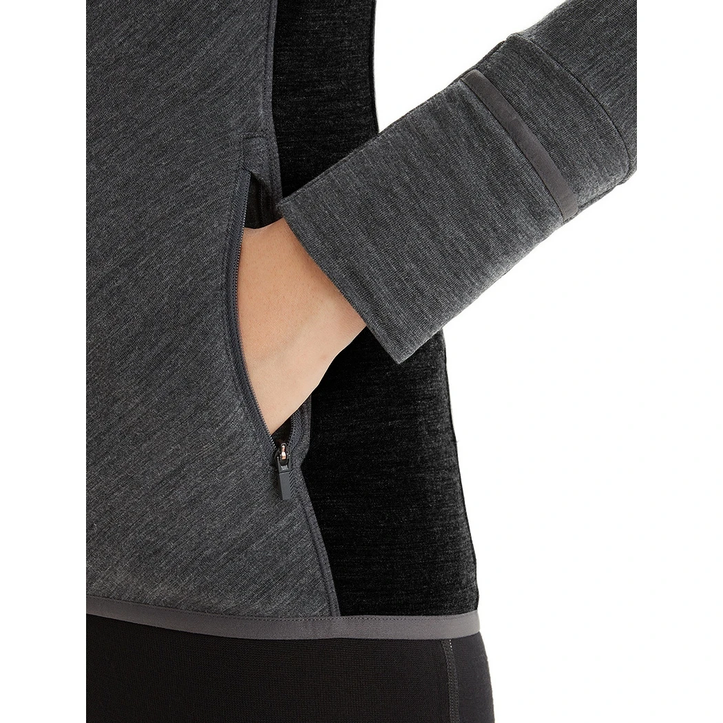 Icebreaker Veste Polaire à Capuche Femme - Descender - Jet HTHR/Black 3 Icebreaker Veste Polaire à Capuche Femme - Descender - Jet HTHR/Black – Image 3