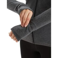 Icebreaker Veste Polaire à Capuche Femme - Descender - Jet HTHR/Black 7 Icebreaker Veste Polaire à Capuche Femme - Descender - Jet HTHR/Black -Icebreaker icebreaker womens descender zip hood long sleeve midlayer jet hthr black 4 1546302