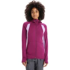 Icebreaker Veste à Capuche Femme - Quantum ZoneKnit™ - Go Berry/Purple Gaze