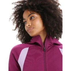 Icebreaker Veste à Capuche Femme - Quantum ZoneKnit™ - Go Berry/Purple Gaze -Icebreaker icebreaker womens merino quantum zoneknit long sleeve zip hoodie go berry purple gaze 6 1384488