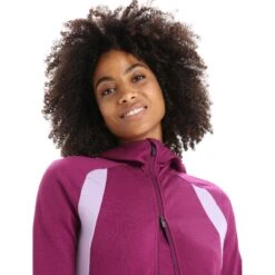 Icebreaker Veste à Capuche Femme - Quantum ZoneKnit™ - Go Berry/Purple Gaze -Icebreaker icebreaker womens merino quantum zoneknit long sleeve zip hoodie go berry purple gaze 7 1384489