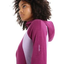 Icebreaker Veste à Capuche Femme - Quantum ZoneKnit™ - Go Berry/Purple Gaze -Icebreaker icebreaker womens merino quantum zoneknit long sleeve zip hoodie go berry purple gaze 9 1384491