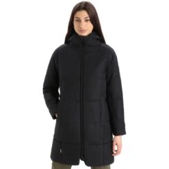 Icebreaker Manteau Capuche Femme - MerinoLoft™ Collingwood - Noir