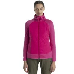 Icebreaker Veste à Capuche Femme - Quantum Hybrid - Electron Pink/Tempo