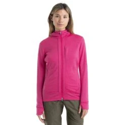 Icebreaker Veste à Capuche Couche Intermédiaire Femme - Quantum III - Tempo/Electron Pink