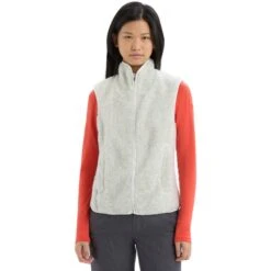 Icebreaker Veste Polaire Sans Manches Femme - RealFleece™ High Pile - Ecru HTHR