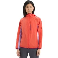 Icebreaker Veste Coupe-Vent Femme - Shell+™ Cotton - Vibrant Earth/Purple Gaze