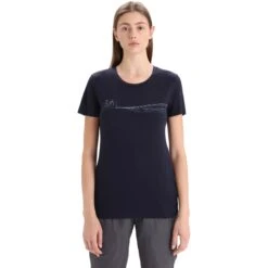 Icebreaker T-Shirt Femme - Tech Lite II Cadence Paths - Midnight Navy