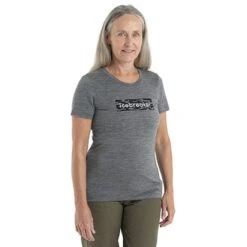 Icebreaker T-Shirt Femme - Tech Lite II Glacial Flow Logo - Gritstone HTHR