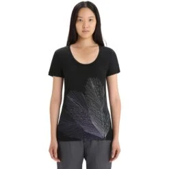 Icebreaker T-Shirt Femme - Tech Lite II Scoop Plume - Noir