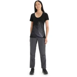 Icebreaker T-Shirt Femme - Tech Lite II Scoop Plume - Noir -Icebreaker icebreaker womens tech lite ii plume short sleeve scoop tee black 5 1430545