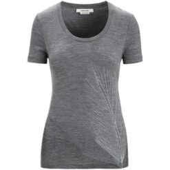 Icebreaker T-Shirt Femme - Tech Lite II Scoop Plume - Gritstone Hthr -Icebreaker icebreaker womens tech lite ii plume short sleeve scoop tee gritstone hthr 1 1384568