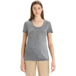 Icebreaker T-Shirt Femme - Tech Lite II Scoop Plume - Gritstone Hthr