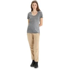 Icebreaker T-Shirt Femme - Tech Lite II Scoop Plume - Gritstone Hthr -Icebreaker icebreaker womens tech lite ii plume short sleeve scoop tee gritstone hthr 5 1384572