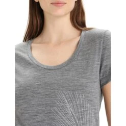 Icebreaker T-Shirt Femme - Tech Lite II Scoop Plume - Gritstone Hthr -Icebreaker icebreaker womens tech lite ii plume short sleeve scoop tee gritstone hthr 6 1384573
