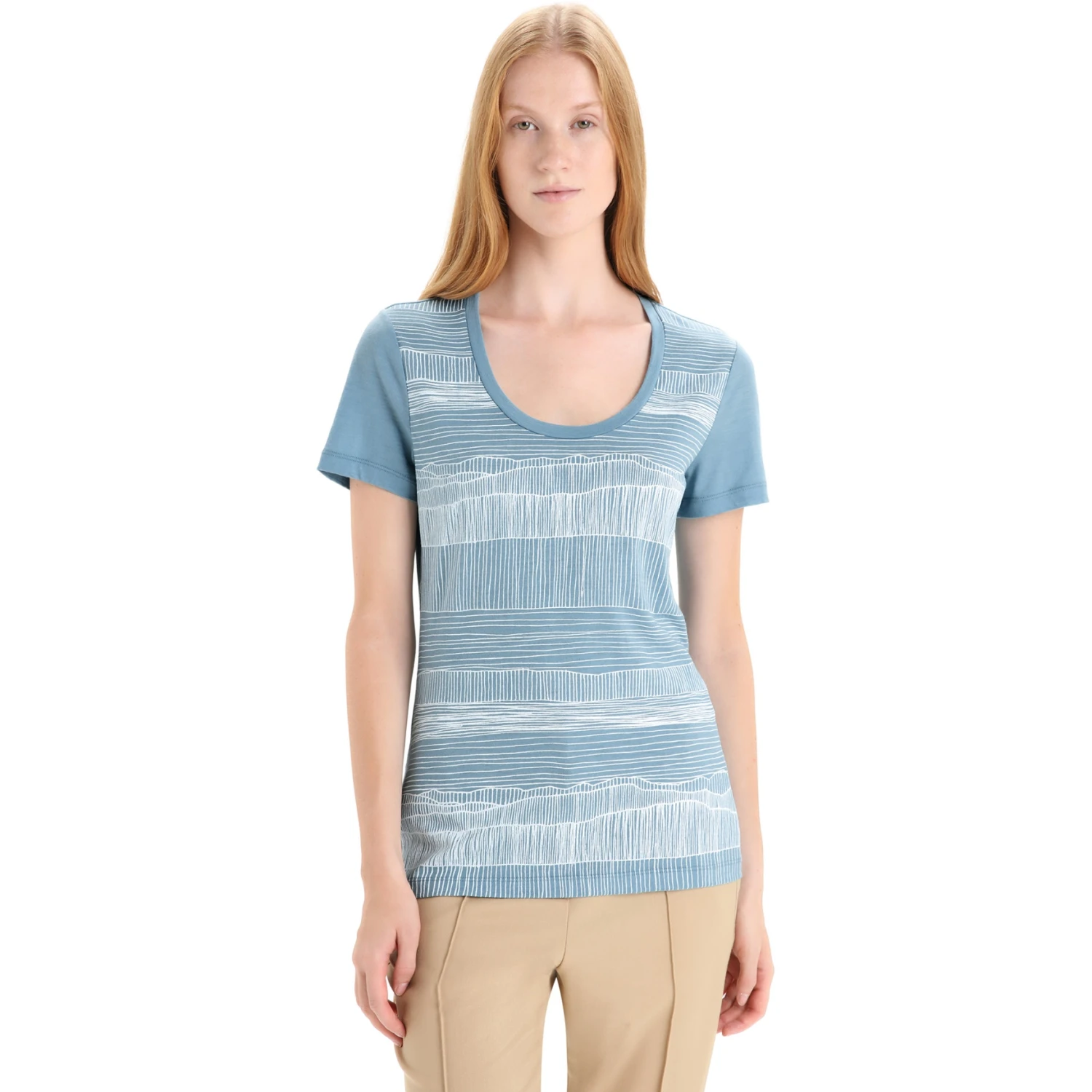 Icebreaker T-Shirt Femme - Tech Lite II Scoop Reflection Lines - Astral Blue 1 Icebreaker T-Shirt Femme - Tech Lite II Scoop Reflection Lines - Astral Blue