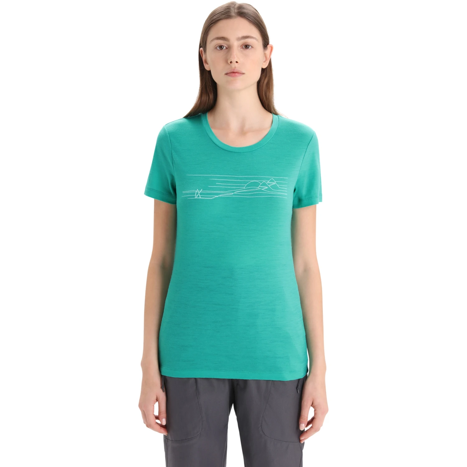 Icebreaker T-Shirt Femme - Tech Lite II Ski Stripes - Fresh 1 Icebreaker T-Shirt Femme - Tech Lite II Ski Stripes - Fresh