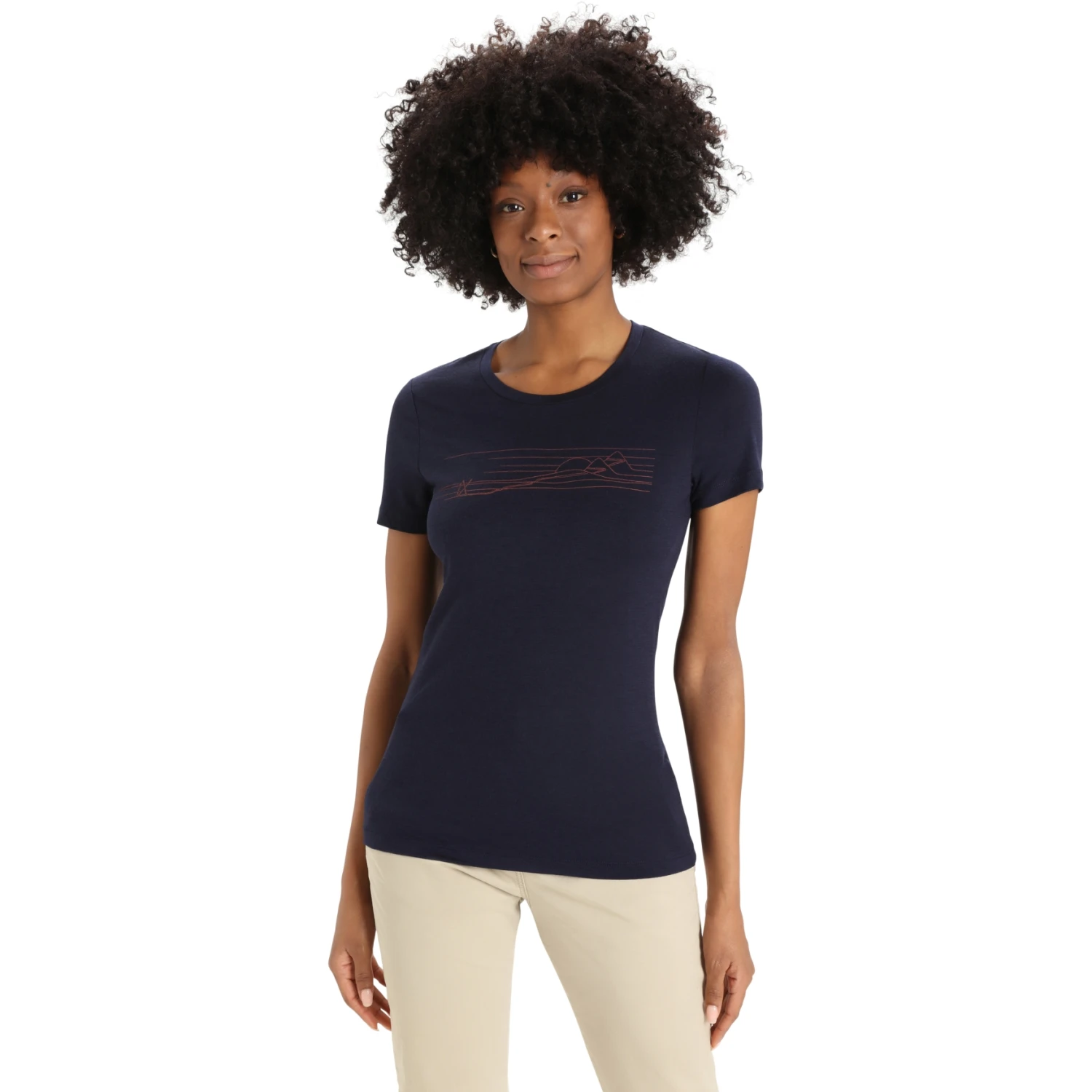 Icebreaker T-Shirt Femme - Tech Lite II Ski Stripes - Midnight Navy 1 Icebreaker T-Shirt Femme - Tech Lite II Ski Stripes - Midnight Navy