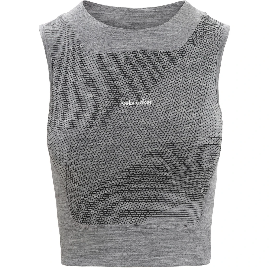 Icebreaker Débardeur Court Soutien-Gorge Intégré Femme - ZoneKnit™ GEODETIC - Metro Hthr/Black/AOP 3 Icebreaker Débardeur Court Soutien-Gorge Intégré Femme - ZoneKnit™ GEODETIC - Metro Hthr/Black/AOP – Image 3