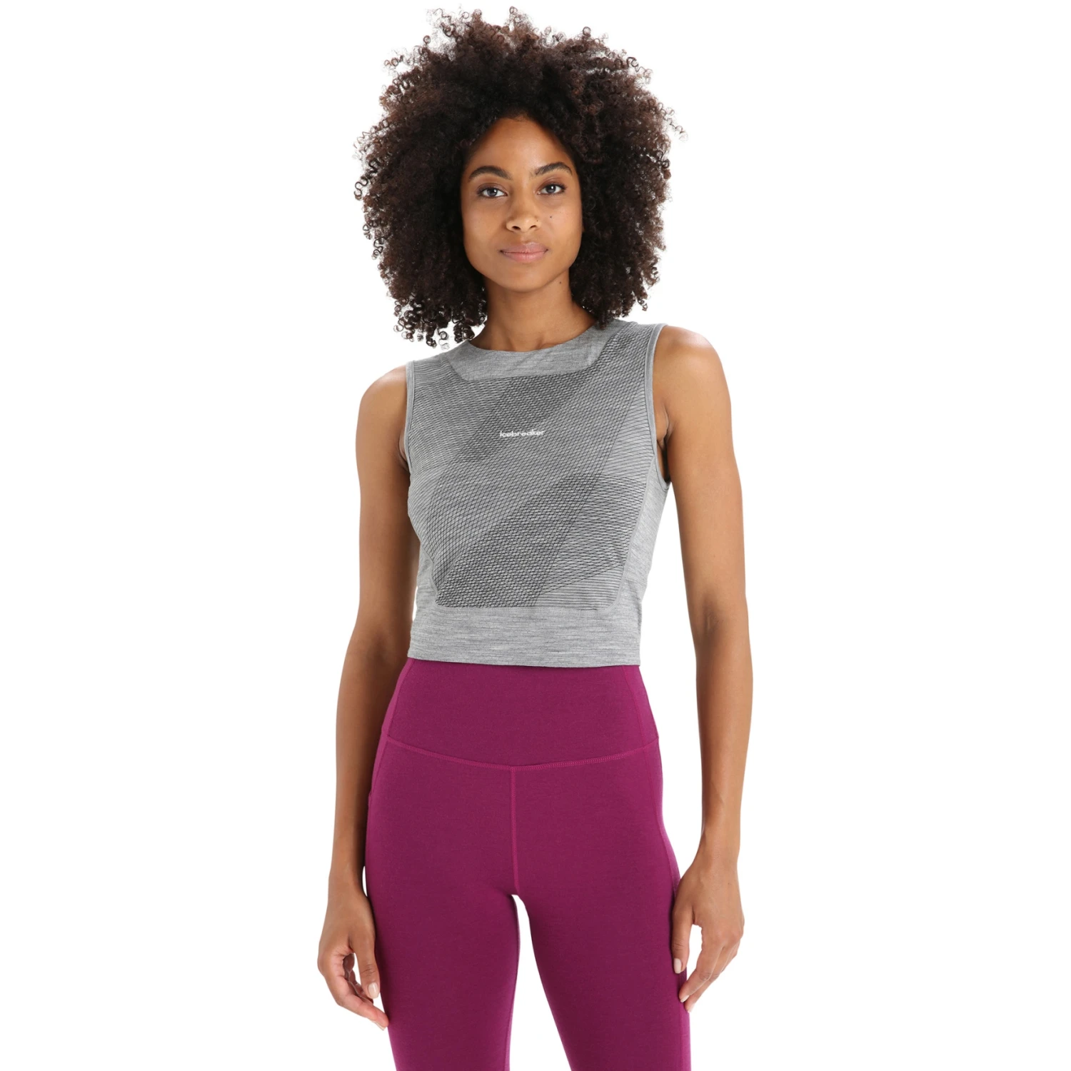Icebreaker Débardeur Court Soutien-Gorge Intégré Femme - ZoneKnit™ GEODETIC - Metro Hthr/Black/AOP 1 Icebreaker Débardeur Court Soutien-Gorge Intégré Femme - ZoneKnit™ GEODETIC - Metro Hthr/Black/AOP