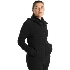 Icebreaker Veste à Capuche Femme - ZoneKnit™ Insulated - Noir