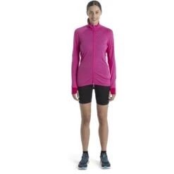 Icebreaker Veste Femme - ZoneKnit™ - Tempo/Electron Pink -Icebreaker icebreaker womens zoneknit long sleeve zip tempo electron pink 2 1535854