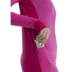 Icebreaker Veste Femme - ZoneKnit™ - Tempo/Electron Pink -Icebreaker icebreaker womens zoneknit long sleeve zip tempo electron pink 5 1535857