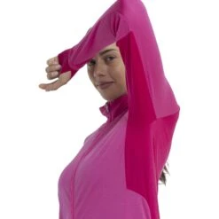 Icebreaker Veste Femme - ZoneKnit™ - Tempo/Electron Pink -Icebreaker icebreaker womens zoneknit long sleeve zip tempo electron pink 6 1535858