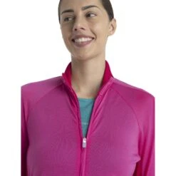 Icebreaker Veste Femme - ZoneKnit™ - Tempo/Electron Pink -Icebreaker icebreaker womens zoneknit long sleeve zip tempo electron pink 7 1535859